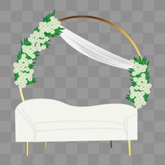 a wedding arch with flowers and ribbon on it, transparent background png clipart