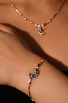 18K Real Gold Plated Moonstone Moon Star Bracelet – Cutethingscommin Moon Star Necklace, Pretty Jewelry Necklaces, Magical Jewelry, Jewelry Accessories Ideas, Dope Jewelry, Jewelry Essentials, Fancy Jewellery, Jewelry Lookbook, Star Bracelet