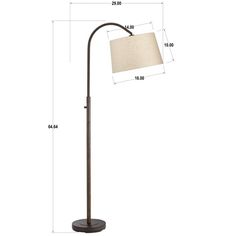 the floor lamp is shown with measurements