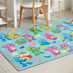 children's rug with various cartoon characters on it