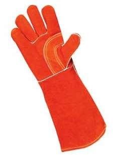 an orange oven mitt on a white background