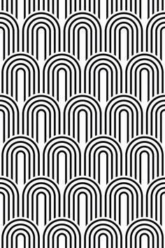 an abstract black and white background with wavy lines in the shape of arches or circles