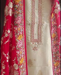 Item Overview ATHARVA Hand Embroidery Salwar Kamiz/Beige Reds/Pure Banarsi Silk Shirt Dupatta/Kashmiri Work/Luxury Fabric/Custom Stitch Unstitch/Royal Gift Dno. SK2004A Fabric:  * Shirt: Pure Banarsi Silk - Hand Embroidery/ 2.5 Mts Beautiful Zardozi Work * Dupatta: Pure Banarsi Silk Dupatta 2.5Mts/ Latkans Tassels/Parsi Gara Work * Bottom: Crepe Silk 2.5 Mts. Excusive Hand Embroidered Party Wear Punjabi Suit. Customization: * Fabrics Customization: Designs Can be made in different Fabrics. *Color Customization: Designs Can be made in different Colors *Stitching Customization: 1. Salwar Kameez  2. Patiala Salwar Kameez  3. Churridar  4. Tunic Pants  5. Anarkali (Extra Charge) 6. Maxie (Extra Charge) 7. Plazzo Pants 8. Embroidered Pants or Salwars 9. Lehnga (Extra Charge) *Please Feel free t Parsi Gara Embroidery Suits, Parsi Work Embroidery Suits, Cream Salwar Kameez With Embroidered Border For Festivals, Traditional Cream Kurta With Embroidered Border, Beige Traditional Dupatta With Floral Embroidery, Festive Beige Kurta With Embroidered Border, Zardozi Work Suits, Parsi Work Embroidery, Kashmiri Embroidery Suits