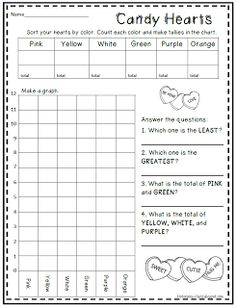 candy hearts worksheet for kids