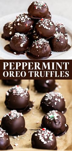 chocolate peppermint oreo truffles on a plate