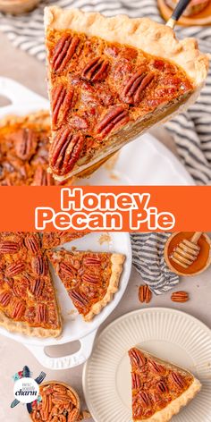 a slice of pecan pie on a plate