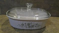 a casserole dish with a glass lid