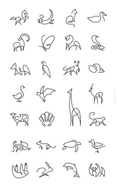 the different types of animals that can be seen in this drawing technique, including giraffes and birds