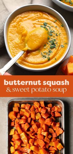 butternut squash and sweet potato soup is the perfect side dish for any fall dinner