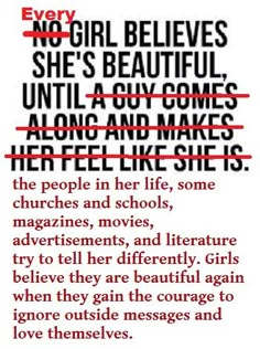 the quote for every girl is beautiful and she's beautiful