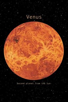 an orange planet with the words venus on it