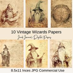 vintage wizard's papers with different styles and designs for use in the design process