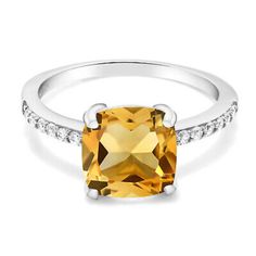 Cushion Natural Citrine 925 Silver Solitaire with Accents Ring Jewelry Size 7 Citrine Ring, Natural Citrine, Anniversary Ring, Ring Jewelry, Anniversary Rings, Citrine, 925 Silver, Jewelry Rings, Size 7