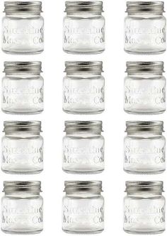 set of 12 glass mason jars with metal lids and screw caps, 16 - ounce each