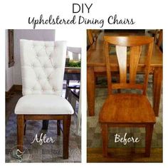 before and after photos of upholstered dining chairs