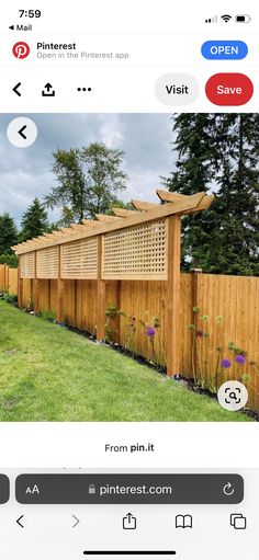 an image of a wooden fence in the yard with text overlaying it that reads pinterest com