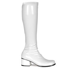 Funtasma By Pleaser Retro-300 White Patent Leather 2" (5.1cm) Heel Retro Toe Gogo Boot Full Inner Side Zip Closure Ret300/W Brand New In Box Perfect For A Festival Set, Rave Outfit, Dance Crew, Disco Party, 70s, Retro Looks, Cosplay Costume, For Halloween, And More #Nwt #Womens #Dollskill #Cosplay 70s Boots, Alternative Shoes, High Heel Stiefel, Festival Shoes, Punk Boots, Pleaser Shoes, 2 Block, Gogo Boots, Costume Shoes