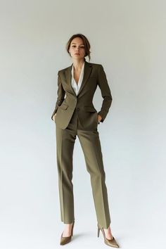 This sophisticated Sage Green Single Breasted Suit is crafted from high-quality fabric and premium imported materials. Each suit is expertly handcrafted by our skilled tailors, ensuring precise stitching, a well-structured lining, and durability that maintains its shape for years. With extra margins in the length, sleeves, and sides, this suit is easily alterable for a perfect fit, even if your size changes over time. Explore more color options and designs in our 'Single Breasted Suits' section. * This is a 2-piece set, consisting of a jacket and trousers.   * We offer full customization for a tailored fit. Just send us your measurements (Chest, Stomach, Waist, Hip, Shoulder, and Height) after placing your order.   * Interested in a different style or color? Reach out to us, and we'll work Sage Green Suits Women, Sage Suit Women, Suits For Short Height Women, Trouser Suits For Women Classy, Plus Size Suits For Women Business, 3 Piece Suits For Women, Women Suits Business, Women’s Suits, Woman Wearing Suit