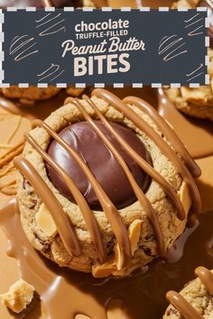 chocolate peanut butter bites on top of a cookie