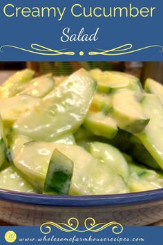 Serving bowl of garden fresh cucumbers with a creamy salad dressing Easy Corn Casserole, Side Dishes For Ham, Pizza Pin, Burger Side Dishes, Cold Salads, Quick Healthy Lunch, Creamy Cucumber Salad, Creamy Cucumbers, Bacon Wrapped Asparagus