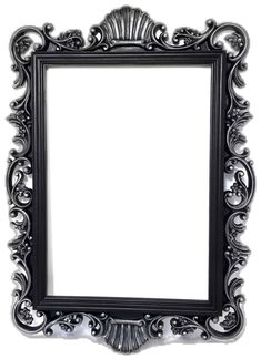 an ornate black frame on a white background