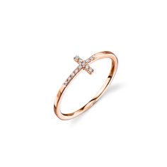 14k gold and pavé diamond bent cross ring. Cross measures approximately 1/2" x 1/3". Hand Chain Bracelet, Silver Diamond Ring, Gold Statement Ring, Sydney Evan, Cross Ring, 14k Gold Ring, Rings Simple, Silver Diamonds, 925 Sterling Silver Jewelry