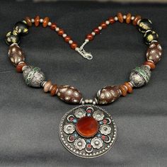 Vintage Beautiful Nepali Jewelry Tibetan Huge Necklace Old Carnelian Agate Brass | eBay Nepal, Huge Necklace, Nepali Jewelry, Carnelian Agate, Brass Necklace, Ethnic Jewelry, Big Size, Vintage Brass, Agate