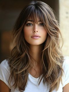 #LongLayeredHair #LayeredHairstyles #LongHair #HairInspiration #LayeredCuts #2024HairTrends #HairGoals #LongHairStyles #LayeredLocks #ChicHaircuts #HairIdeas Womens Bangs Haircut Long Hair, Very Layered Long Hair With Bangs, Long Hair With Long Fringe, Haircuts For Long Hair Side Bangs, Wispy Bangs Lots Of Layers, Long Hair With Crown Layers, Best Bangs For Long Hair, Longhair Haircut Curtain Bangs, Fall Hair For Women Over 40