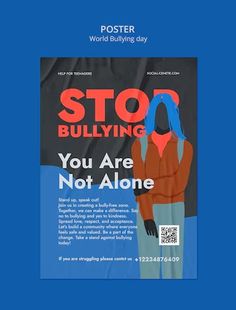 Premium PSD | World bullying day awareness template Bully Awareness Poster, Stop Bully Poster, Stop Cyberbullying Poster, Poster On Cyberbullying, Anti Bully Pledge, People Screaming, Spread Love, Stand Up, Let It Be