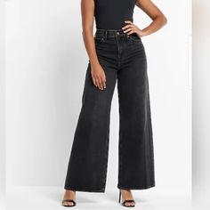 Women’s Jeans New Relaxed Wide Leg Fit Super High Rise Express Wide Jeans Outfit, Wide Leg Black Jeans, Black Wash Jeans, Cropped Wide Leg Jeans, Wide Jeans, Express Jeans, Cropped Flares, Light Wash Jeans, Wash Jeans