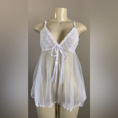 Nwt White Babydoll Dress Lingerie With Panty Medium. Brand New. Closed My Store And I Have A Lot Of Inventory. Smoke Free. Babydoll Lingerie Dress, Wedding Langeray, Victorian Bras, Baby Doll Lenceria, White Lingerie Outfit, Babydoll Dress Nightwear, White Babydoll Lingerie, Night Wears, White Babydoll Dress