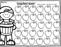 a printable worksheet for beginning with an apple theme