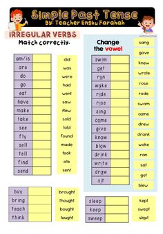 the irregular verbs worksheet is shown in this image, and it has two different