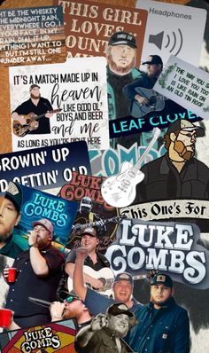 various stickers and decals on the back of a cell phone, including an image of luke combs