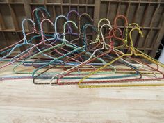 there are many different colored ropes on the floor