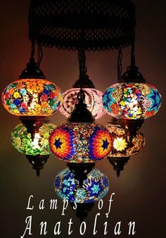 a colorful chandelier hanging from the ceiling