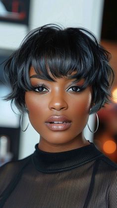 Short Bob With Bangs Black Women, Perm Bob, Hairstyles Designs, Weave Bob Hairstyles, Short Weave, Real Hair Wigs, Quick Weave Hairstyles, Short Sassy Hair, Sassy Hair