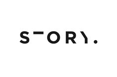 the word story written in black on a white background