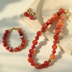 Natural Red Agate Beaded Necklace – floysun Elegant Red Carnelian Beaded Bracelets, Elegant Red Agate Beaded Bracelets, Elegant Red Hand-strung Jewelry, Elegant Red Beaded Bracelet With Natural Stones, Red Agate Gemstone Beaded Bracelets, Gold Carnelian Jewelry With Faceted Beads, Red Agate Jewelry With Natural Stones, Faceted Round Agate Bead Jewelry, Red Carnelian Jewelry With Faceted Beads