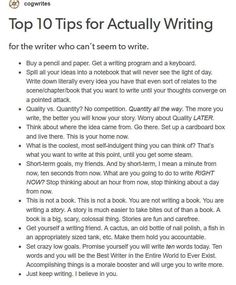 the top 10 tips for actually writing in an article or text book, with examples