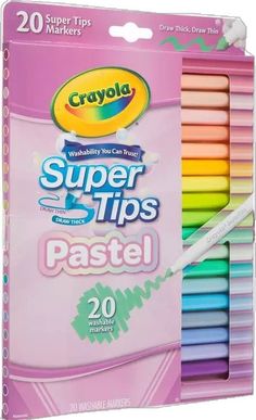 crayon super tips pastel markers, 20 count