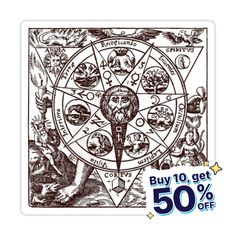 a sticker with an image of a pentagramus wheel on it and the words, buy 10 get 50 % off