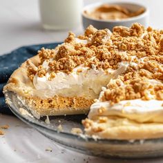 a pie sitting on top of a glass plate