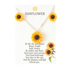 PRICES MAY VARY. Symbolic meaning：Hope you are like sunflower, brave, bright, glowing, facing the sun, all good luck will come to you, sunflower necklace is the best wish for yourself or your loved ones Inspirational necklace for Women：You will get a card and a sunflower necklace, sunflowers symbolize positivity, warmth and strength, give your best friend a warm light when she is facing difficulties, with your support she will have a firm direction and brave courage before Applications: The comb Women Gold Chain, Necklaces Trendy, Necklace For Girls, Mother Daughter Necklace, Women Necklaces, Facing The Sun, Necklaces Women, Sunflower Pendant, Sunflower Necklace