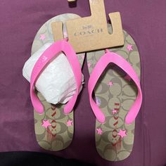 Authentic New Never Worn Coach Slippers, Coach Shoes, Aesthetic Makeup, Star Print, Flip Flop, Flip Flops, Limited Edition, Slippers, Size 7