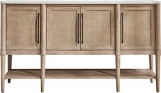 the sideboard has three doors and two drawers