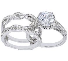 Yes, we did! A gorgeous, sparkling engagement ring and ring guard set puts your commitment on full display. Sparkling Engagement Rings, Cubic Zirconia Engagement Rings, Infinity Design, Ring Guard, Bridal Ring Set, Cute Rings, Ring Size Guide, Bridal Rings, Prong Setting