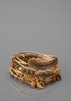 ALEX AND ANI Beaded Feather Bangle Set Stacked Bangles, Shiny Things, Best Diamond, Bangle Set, Lovely Jewellery