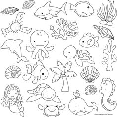 an image of sea animals coloring pages