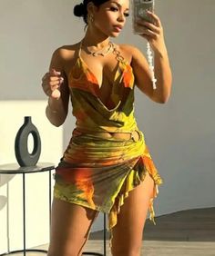 The Jungle dress is the perfect choice for a fun night out this summer. Its sexy mini cut out design will make you stand out from the crowd, while still keeping you cool and comfortable. Elevate your style with this must-have dress. Available in S, M and L Please note delivery can take up to two weeks from dispatch date Cool Rave Outfits, Baddie Vacation Outfits, Short Dresses Party Night, Earthy Clothes, Detty December, Dress Baddie, Summer Festival Outfits, Jungle Fashion, Jamaican Party